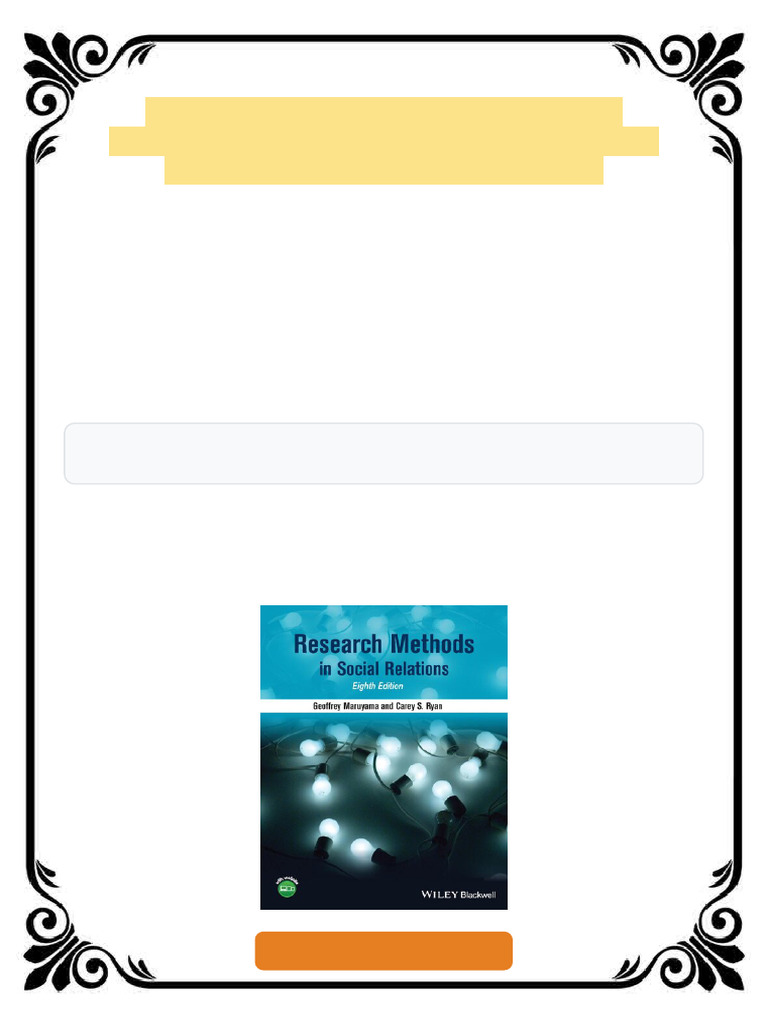 Research Methods in Social Relations 8th Edition Geoffrey Maruyama ...