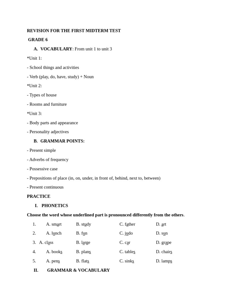 Revision for the First Midterm Test | PDF | Adverb | Linguistic Morphology