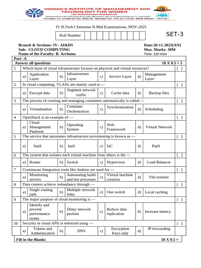 Cloud Computing Exam Questions 2025 | PDF | Cloud Computing | Computer ...