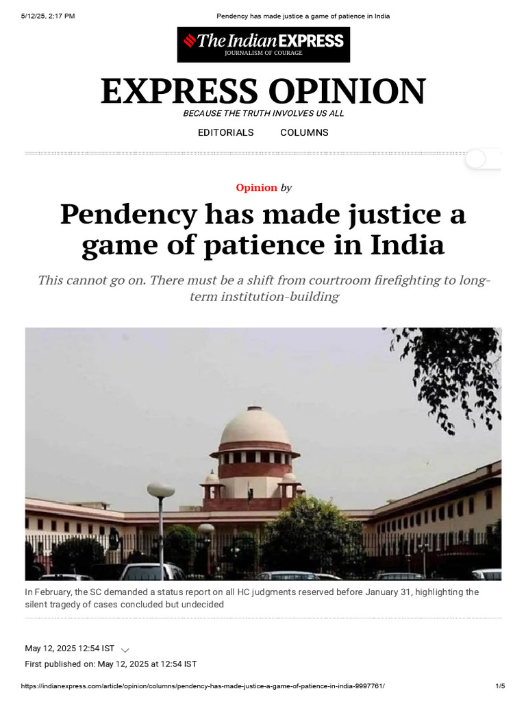 Justice Delayed: India's Pendency Crisis | PDF | Government | Justice