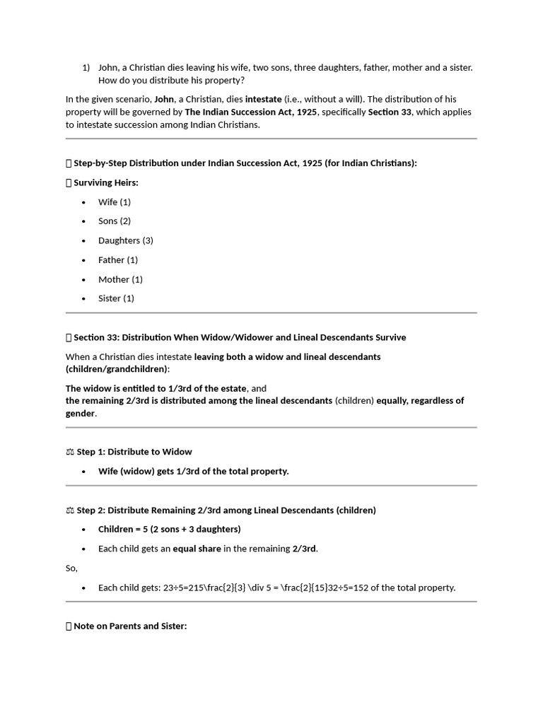 Property Distribution in Intestate Succession | PDF | Will And ...