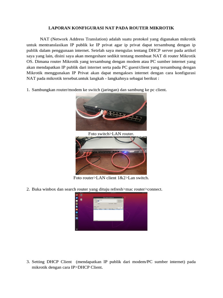 Konfigurasi NAT Router Mikrotik | PDF