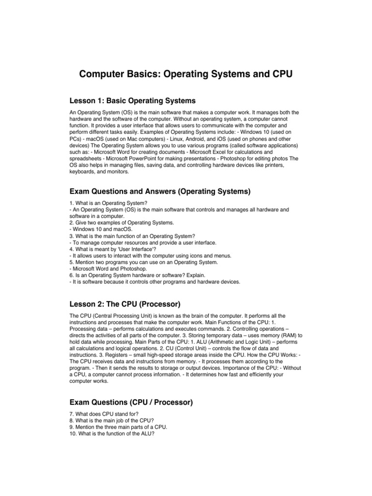 Understanding Operating Systems and CPU | PDF | Operating System ...