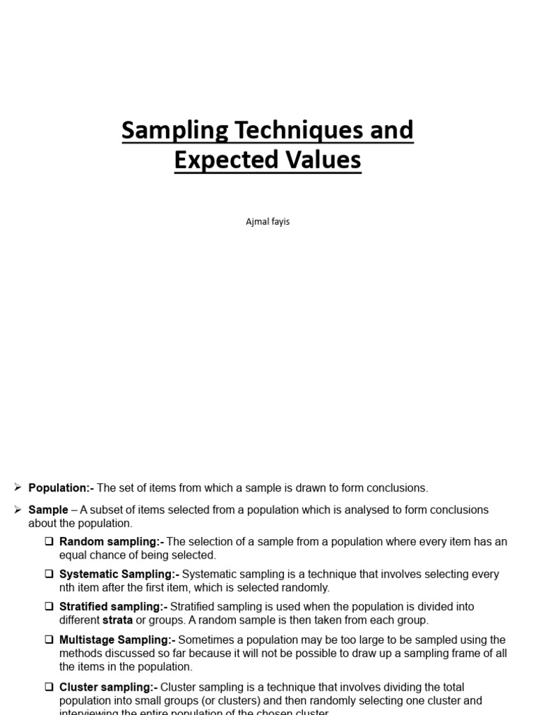 Sampling Techniques and Expected Values | PDF