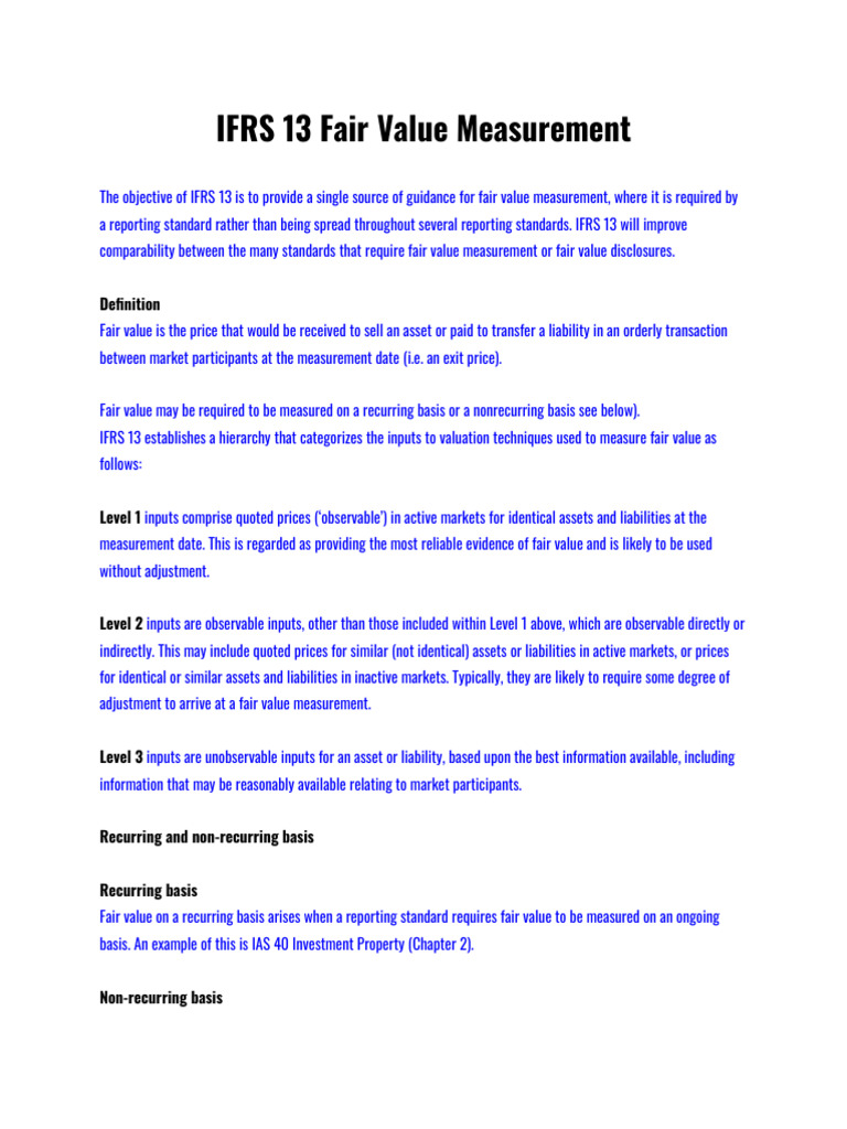 IFRS 13: Fair Value Measurement Guide | PDF | Fair Value ...