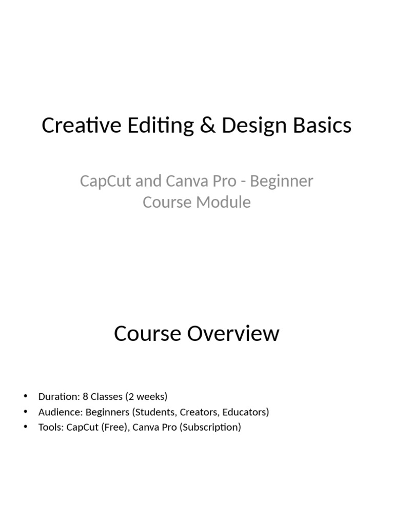 CapCut Canva Course Presentation | PDF