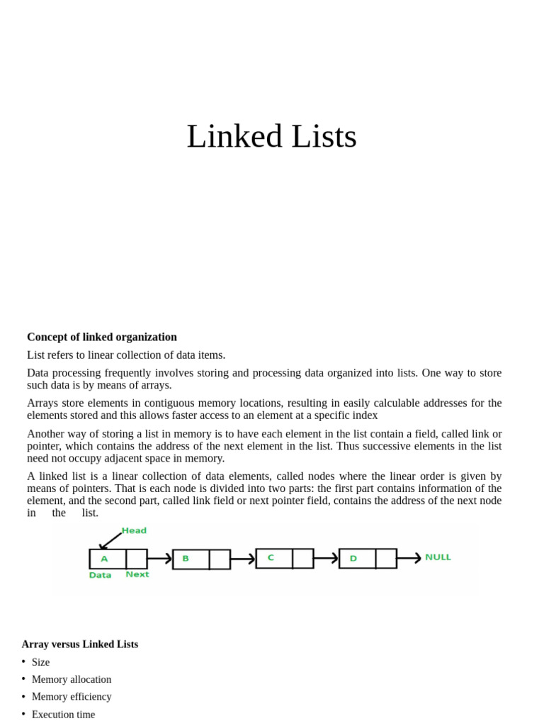 Understanding Linked Lists in Data Structures | PDF | Pointer (Computer ...