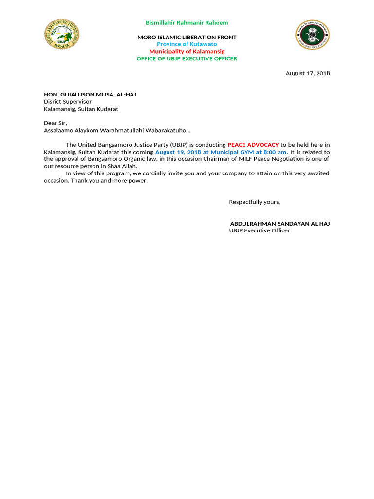 Invitation Ubjp Advocay | PDF