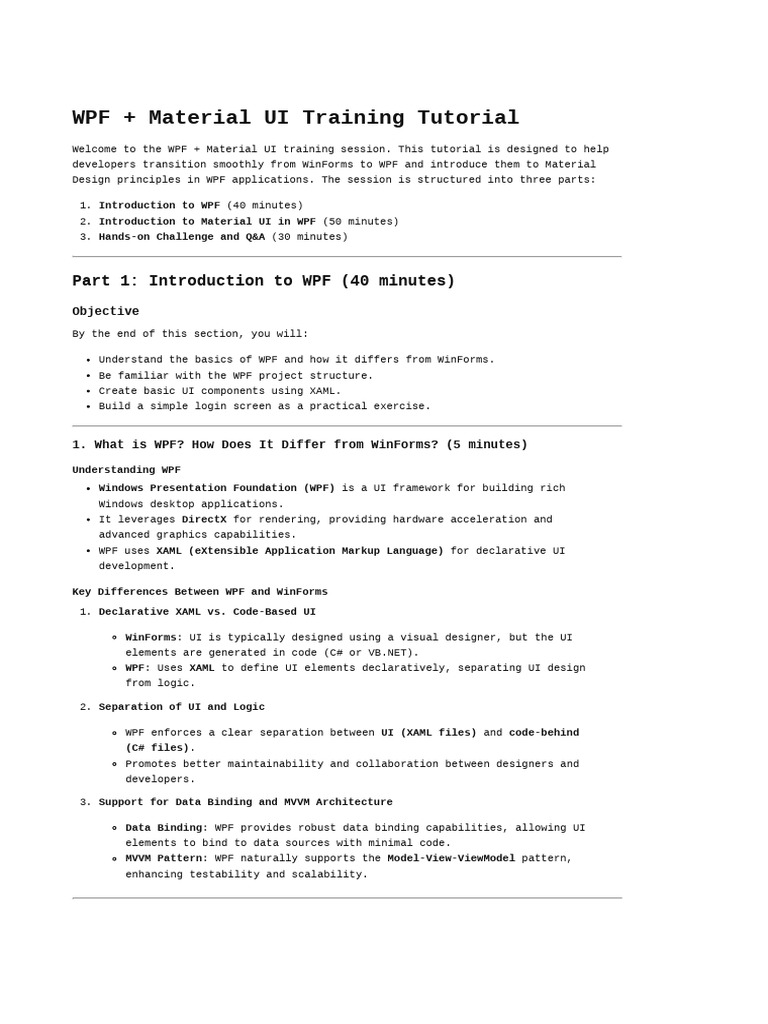 WPF Material UI Training Guide | PDF | Windows Presentation Foundation ...