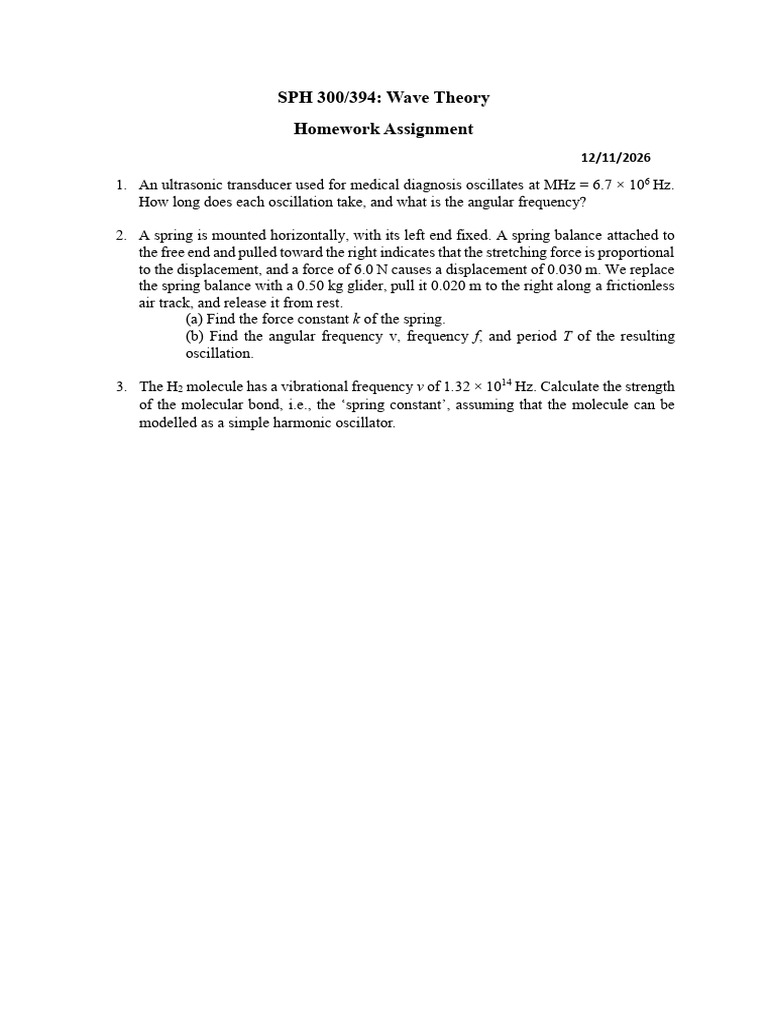 Homework Wave Theory | PDF