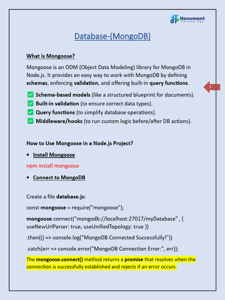 Mongoose Guide for MongoDB in Node.js | PDF | Data Type | Mongo Db