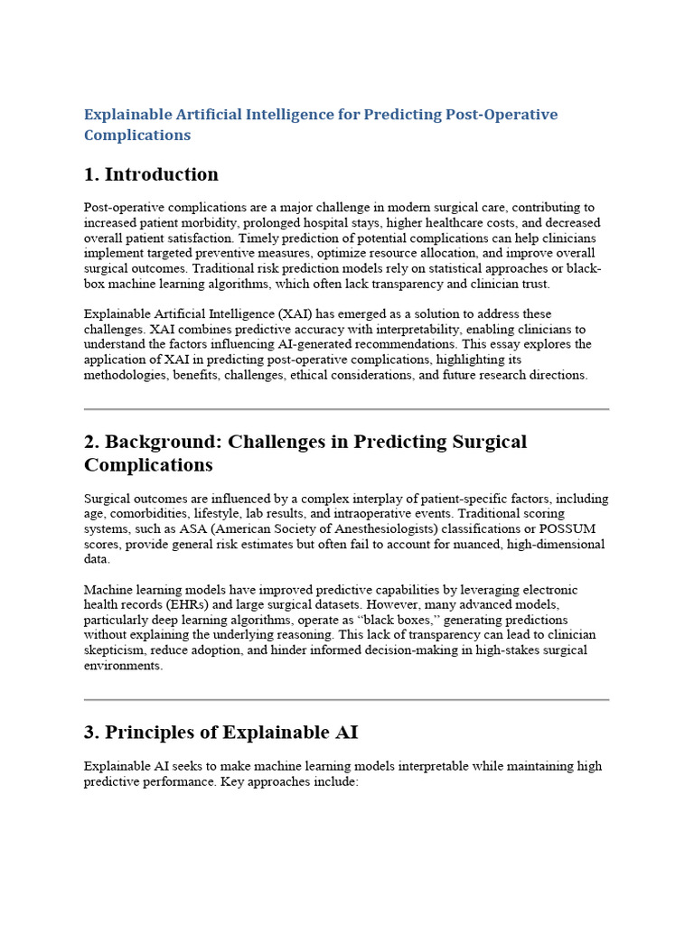 XAI for Predicting Surgical Complications | PDF | Artificial ...