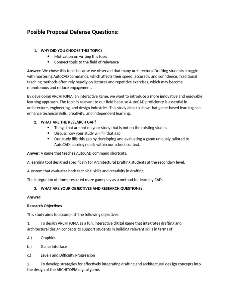Posible Proposal Defense Questions | PDF | Usability | Human–Computer ...