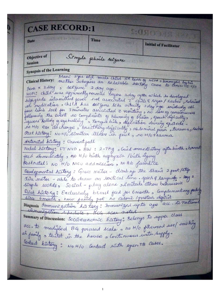 3rd Yrs Paediatric Case | PDF