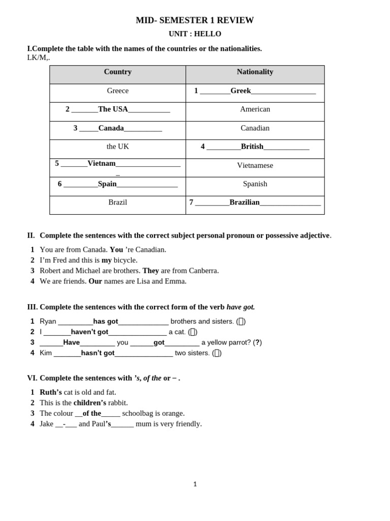 Midterm Semester 1 - Nguyen Du - Key | PDF