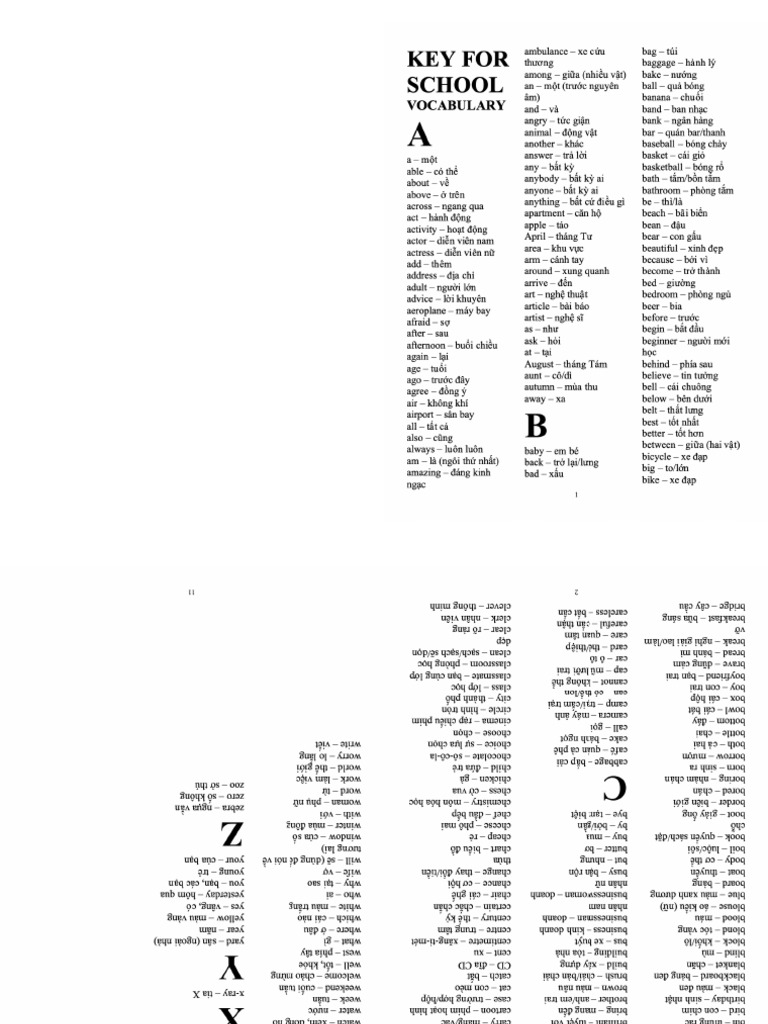 KET Vocabulary by Topic en-VI - Booklet | PDF