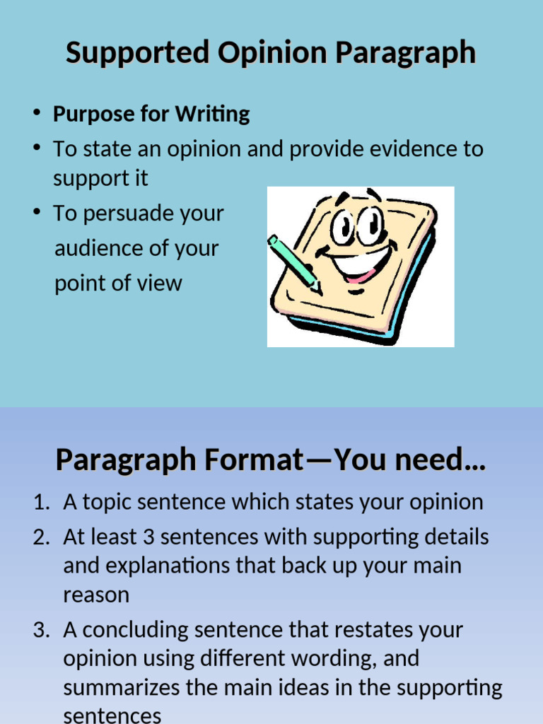 How to Write a Supported Opinion Paragraph | PDF | Reason | Physical ...