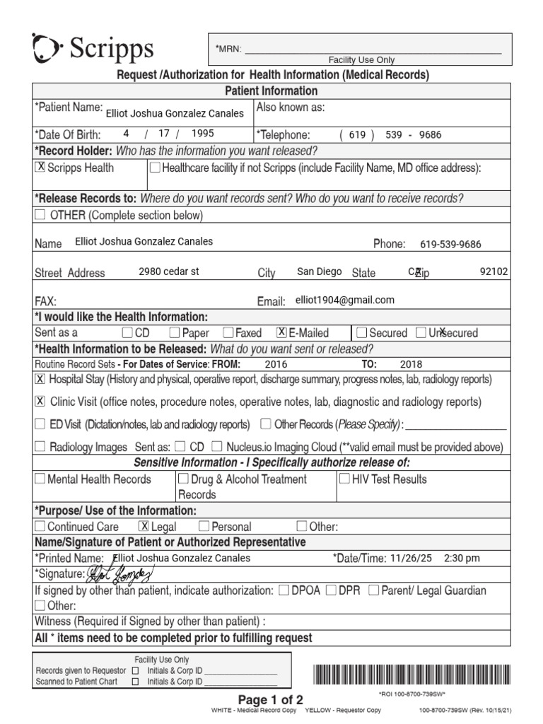 ROI FORM | PDF | Medical Record | Radiology