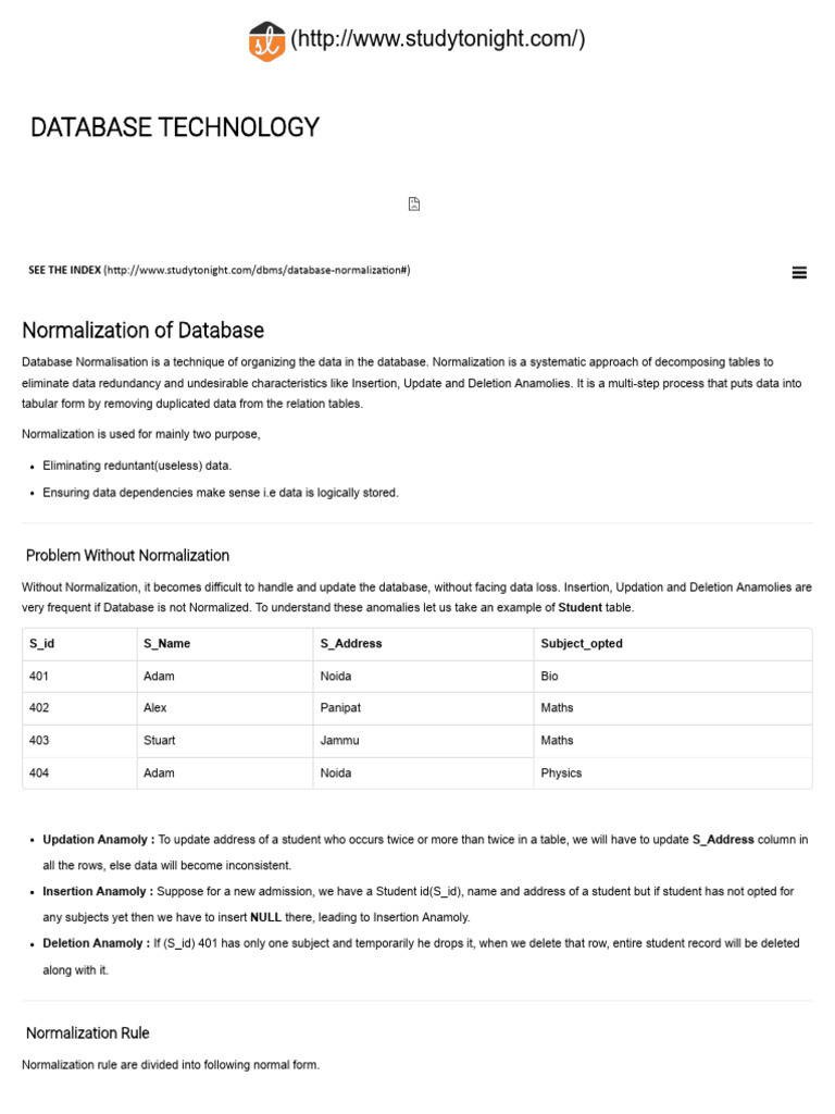 1NF, 2NF, 3NF and BCNF in Database Normalization _ DBMS Tutorial ...