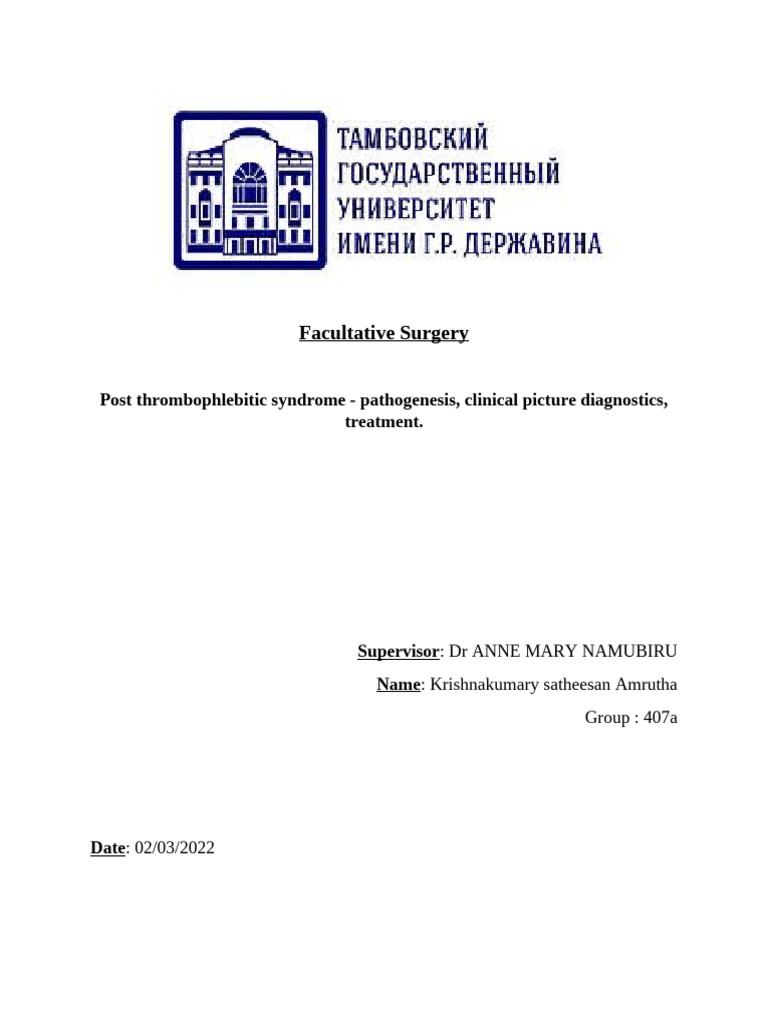 Surgery Report | PDF | Vein | Thrombosis