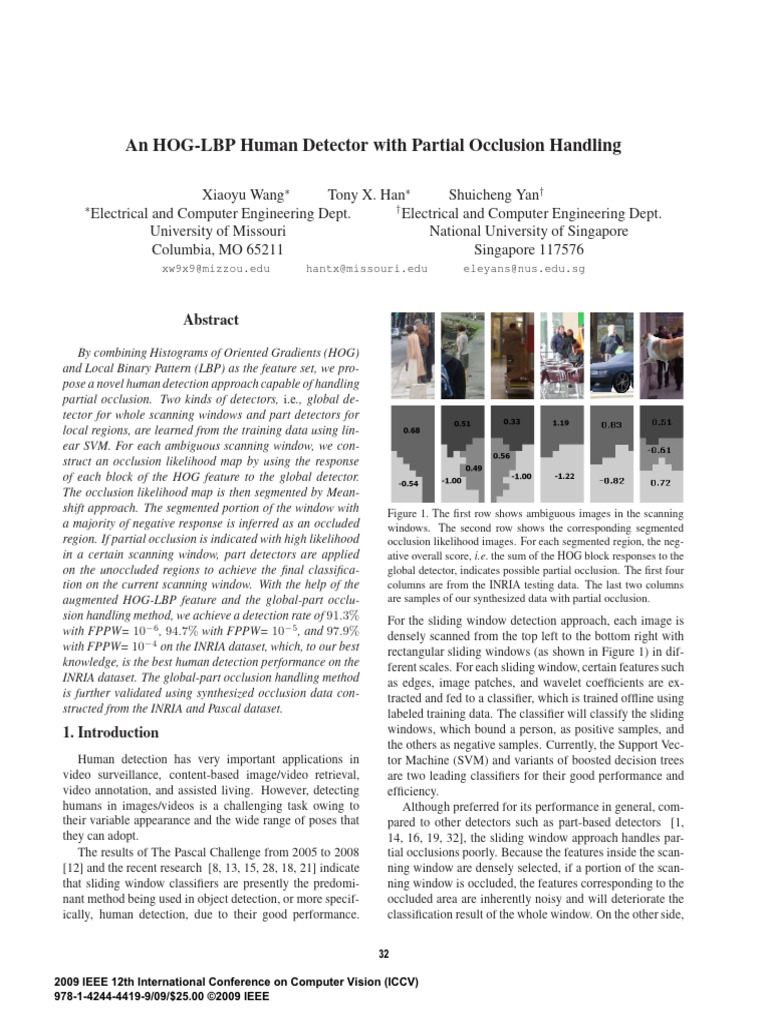 HOG-LBP Human Detection with Occlusion Handling | PDF | Signal ...
