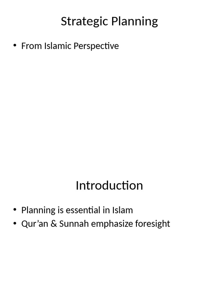 Islamic Strategic Planning Principles | PDF