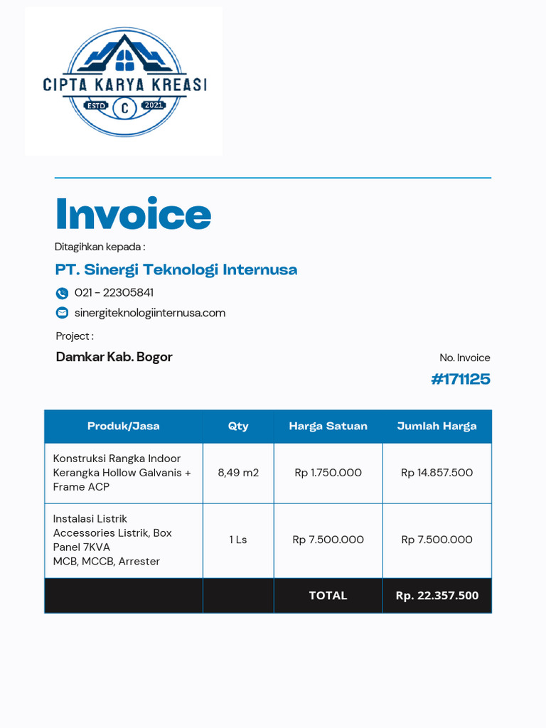 Invoice Proyek Damkar Kab. Bogor | PDF