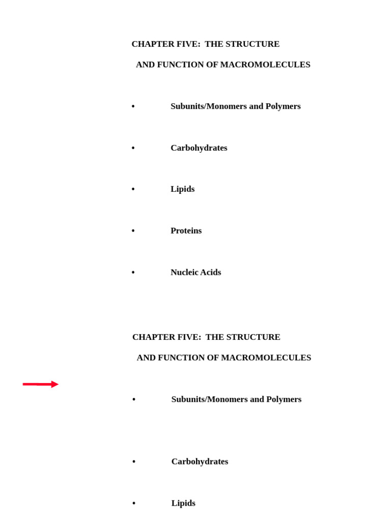 Structure and Function of Macromolecules | PDF | Macromolecules ...
