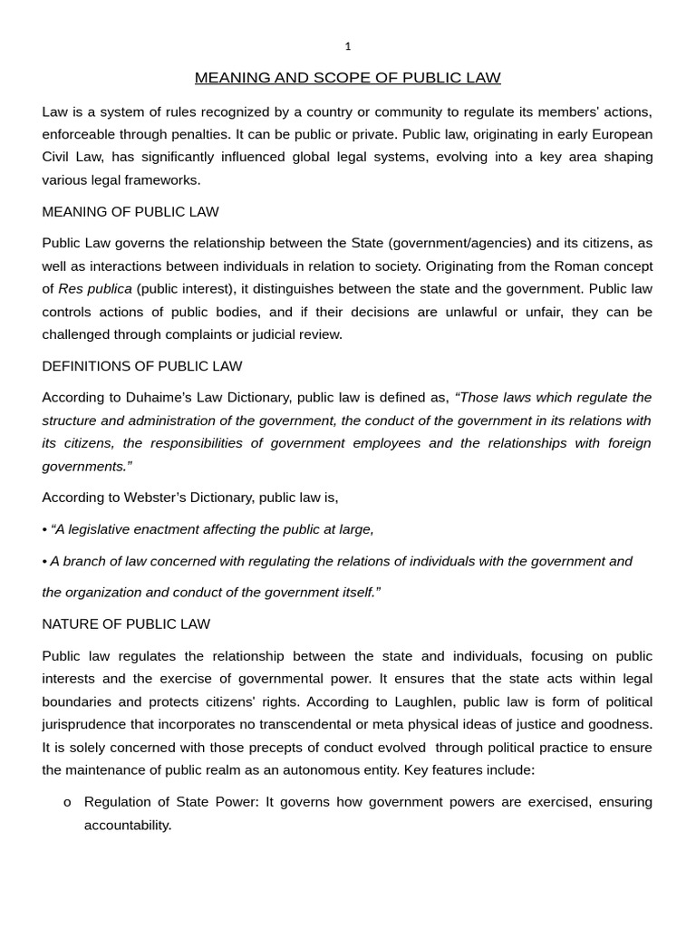 Understanding Public Law: Scope & Meaning | PDF | International Law ...