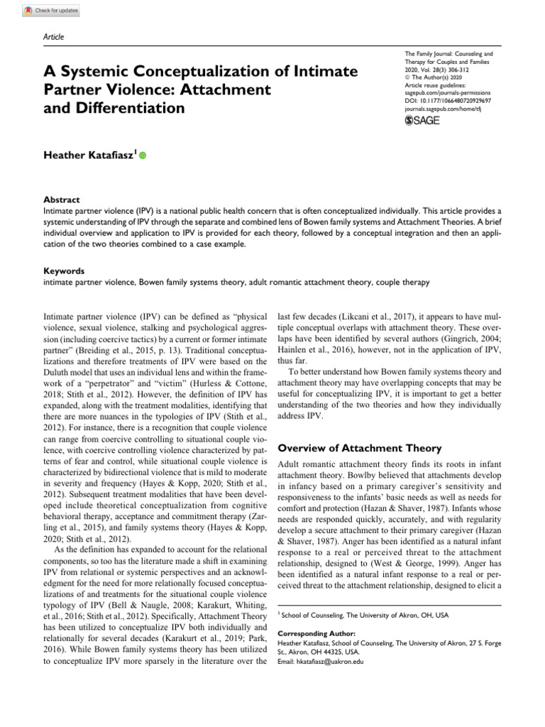 Systemic View of Intimate Partner Violence | PDF | Attachment Theory ...