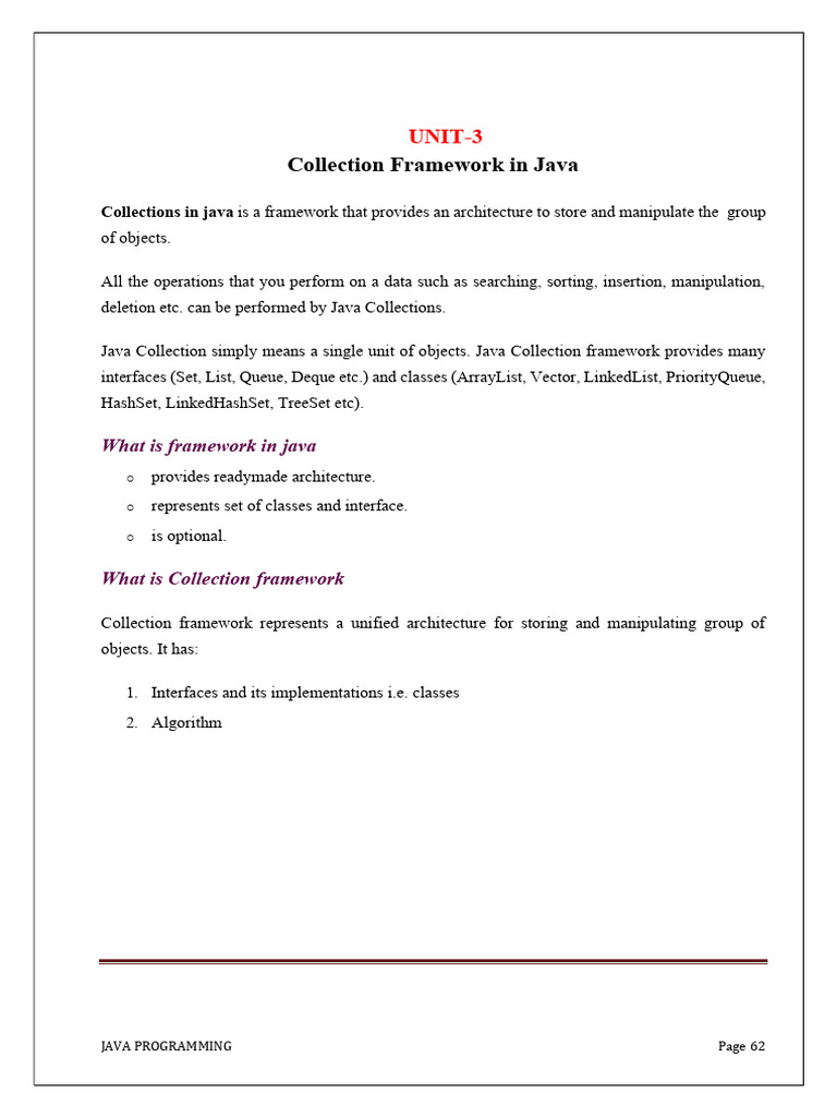 Java Collection Framework Overview | PDF | Class (Computer Programming ...