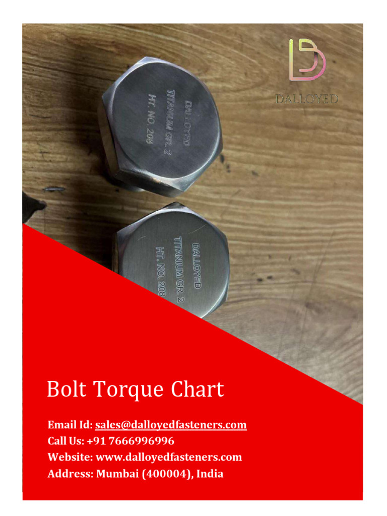 Bolt Torque Charts and Calculations Guide | PDF | Screw | Metalworking