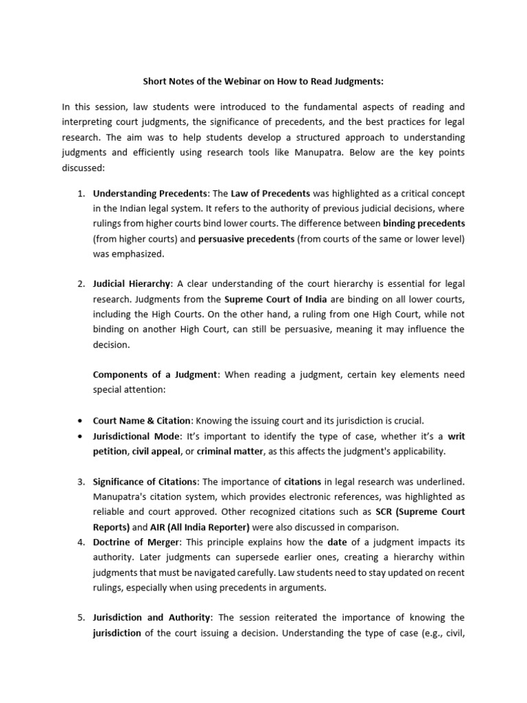How to Read Court Judgments Effectively | PDF | Precedent | Judgment (Law)