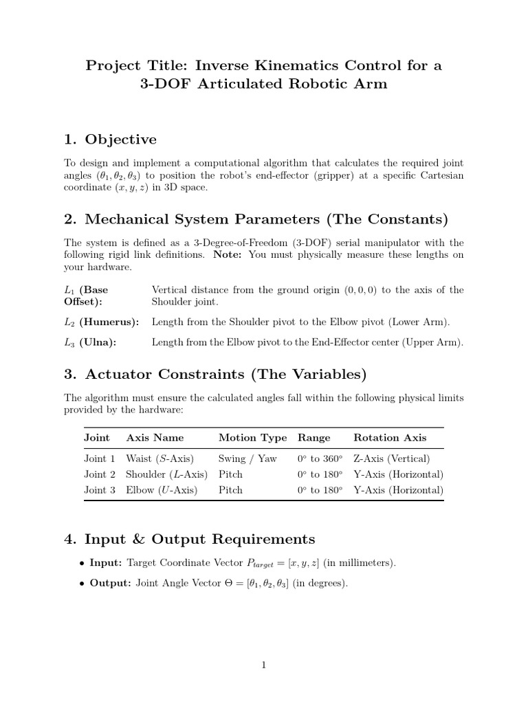 3-DOF Robotic Arm Inverse Kinematics | PDF