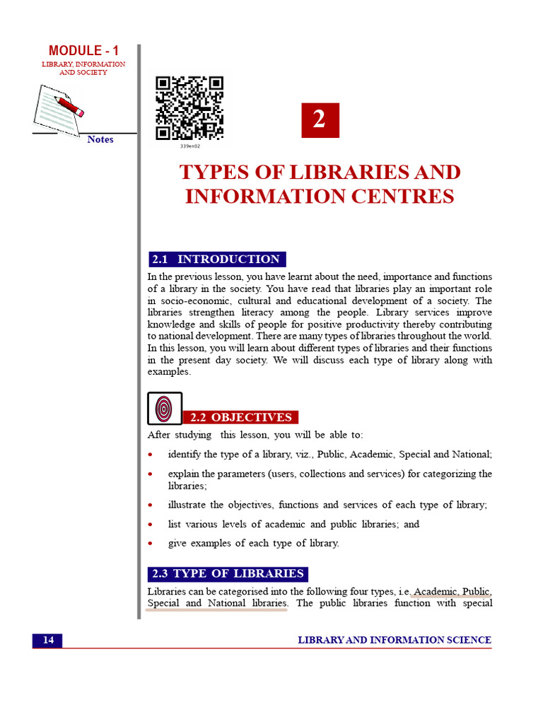 Types of Library and Information Centre | PDF | Libraries | Schools