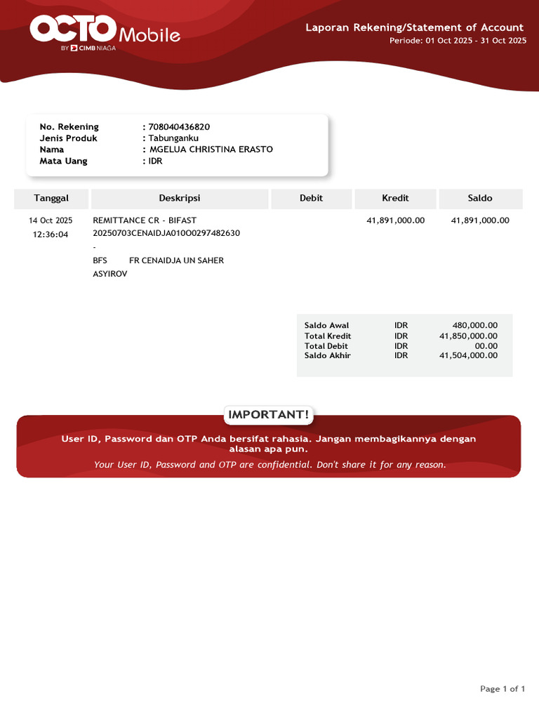CASA Statement OCT2025 20011202514347 PDF | PDF
