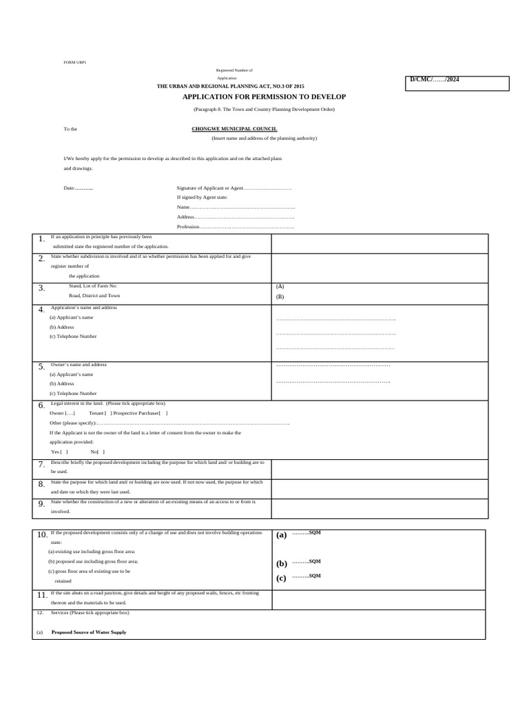 Application to Development Form2 (2) | PDF | Sanitary Sewer