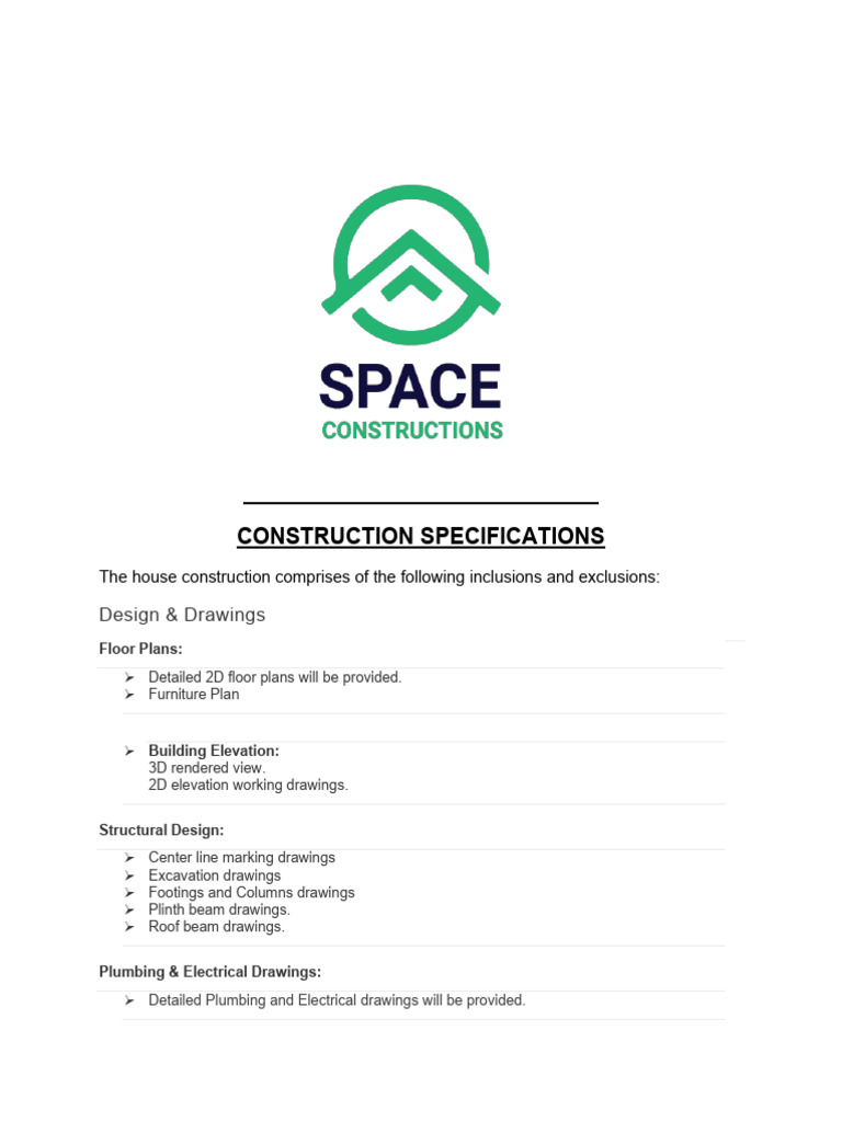 Comprehensive House Construction Specs | PDF | Wall | Door