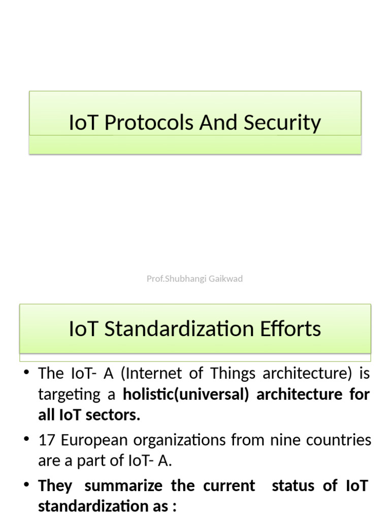 IoT Protocols and Standardization Overview | PDF | Internet Of Things ...