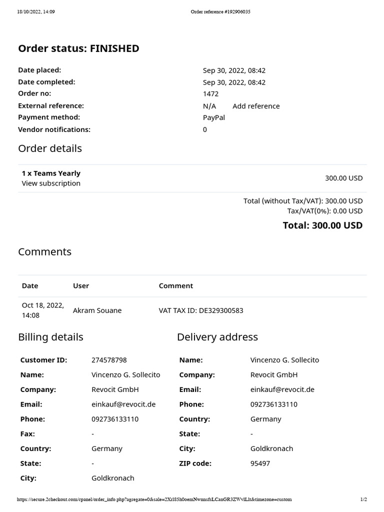 Order Confirmation for Teams Subscription | PDF | Computing