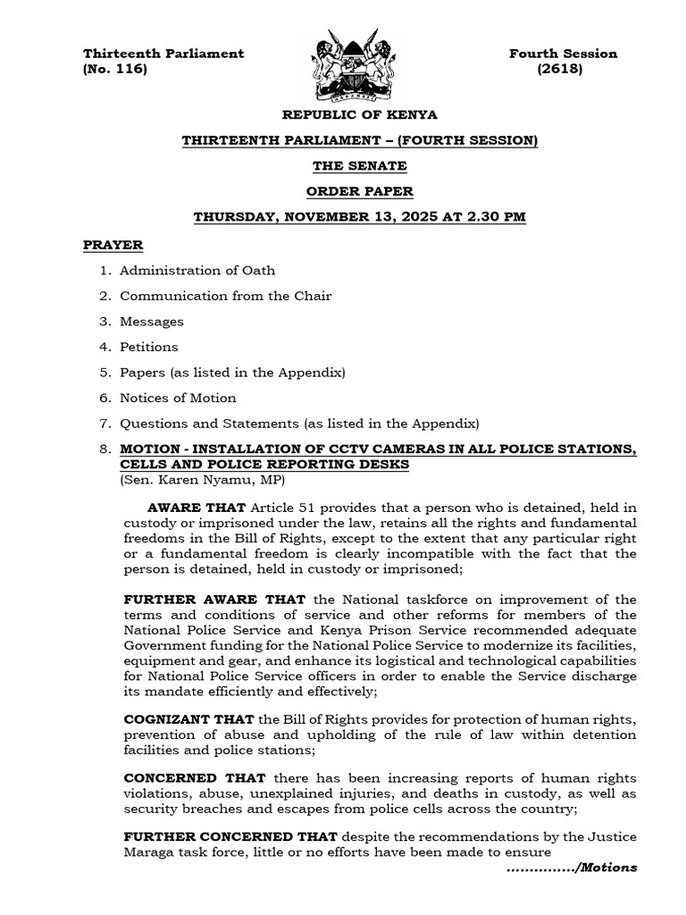 Senate Order Paper - November 13, 2025 | PDF | Curriculum | Artificial ...