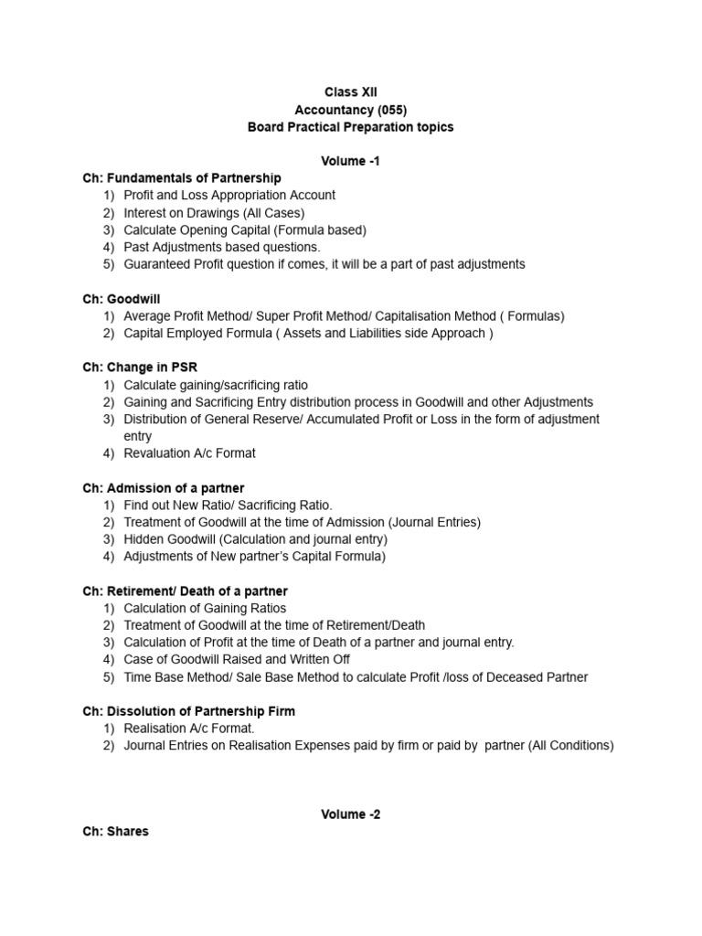 Class XII Accountancy Practical Guide | PDF | Goodwill (Accounting ...