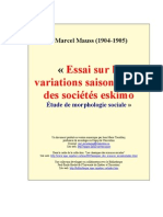 MAUSS, Marcel - Essais Sur Les Variations - Des Societes Eskimo