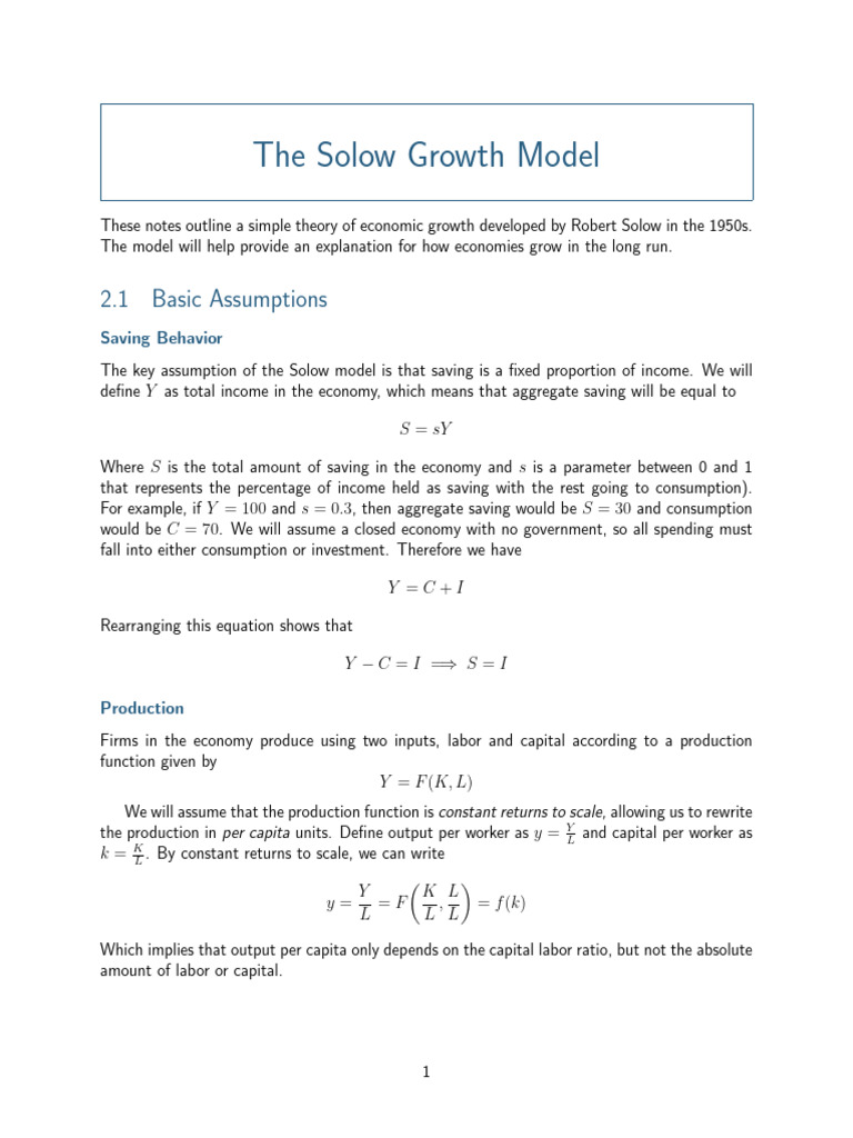 Understanding the Solow Growth Model | PDF | Economies | Economics