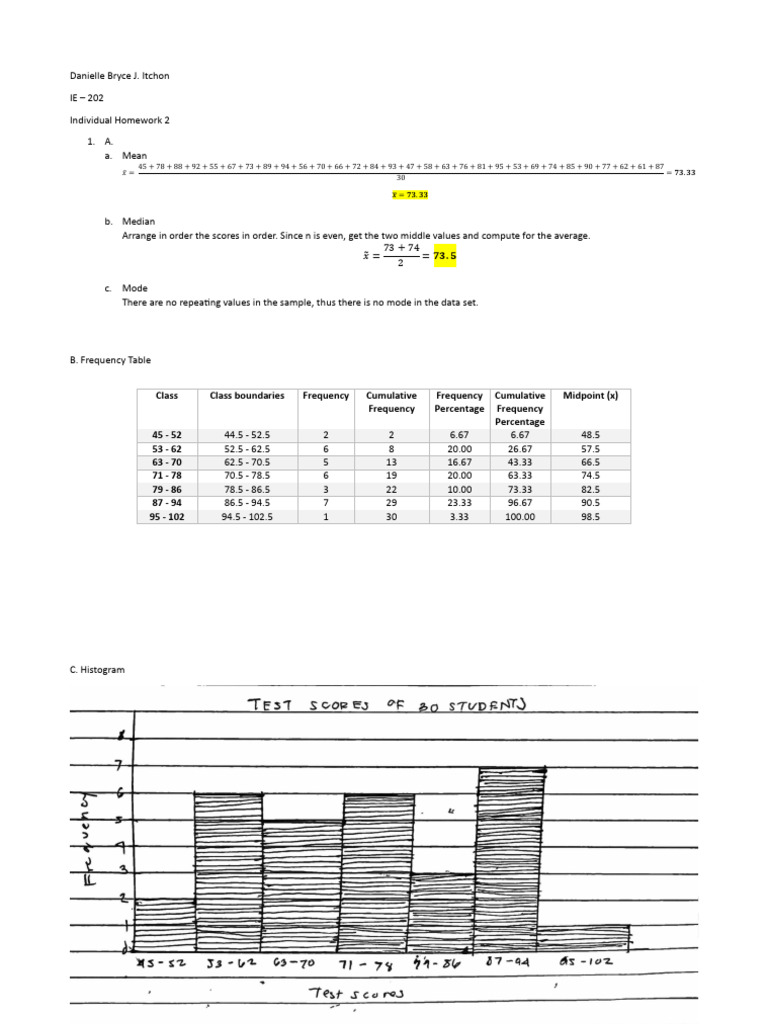 Statistical Analysis Homework Results | PDF | Mode (Statistics) | Analysis