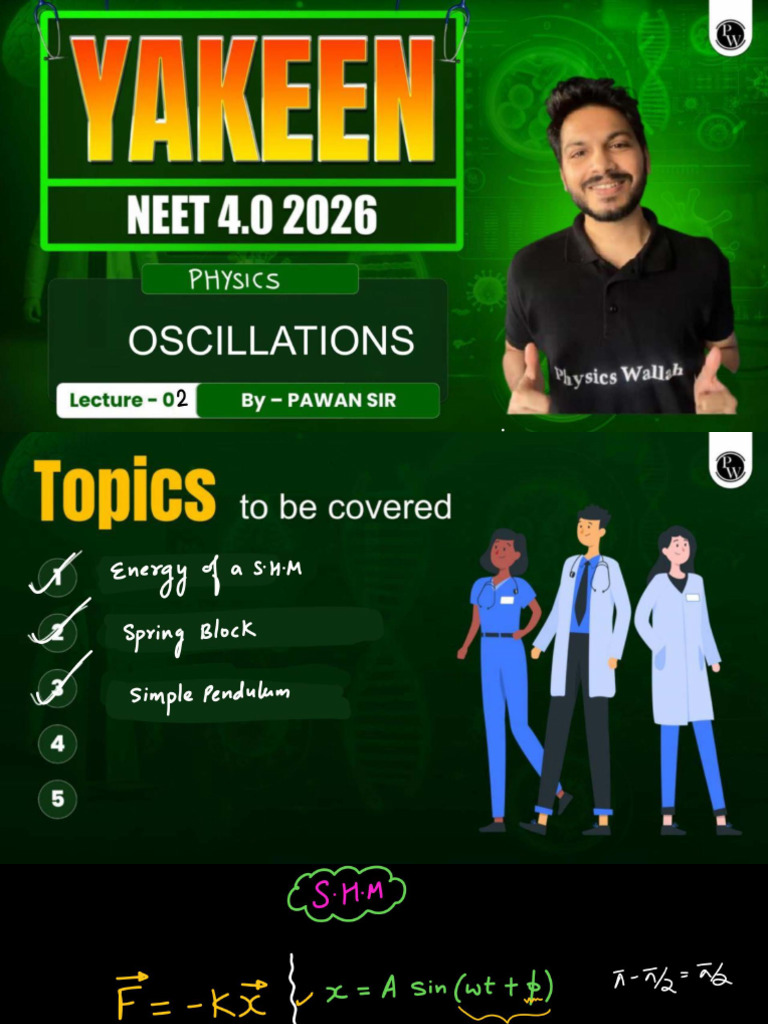 Oscillations 02 Classnotes Yakeen NEET 40 2026 - 251215 - 133220 | PDF