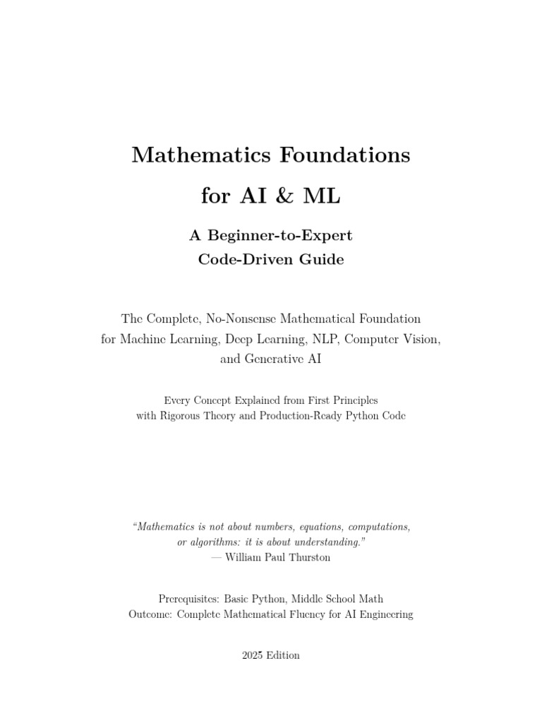 Math Foundations for AI & ML Guide | PDF | Matrix (Mathematics) | Norm ...
