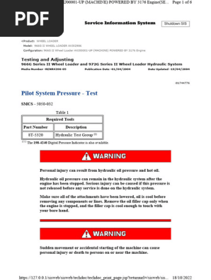 936 G Pilot System Pressure - Test | PDF | Loader (Equipment