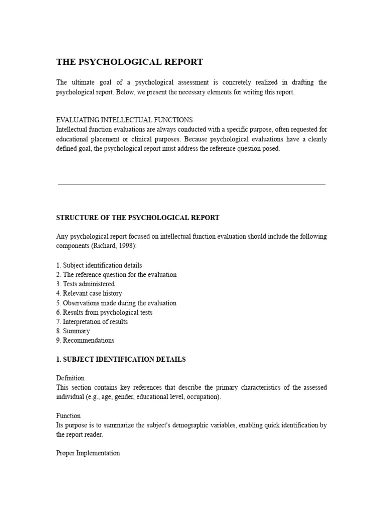 Writing a Psychological Report Guide | PDF | Wechsler Adult ...
