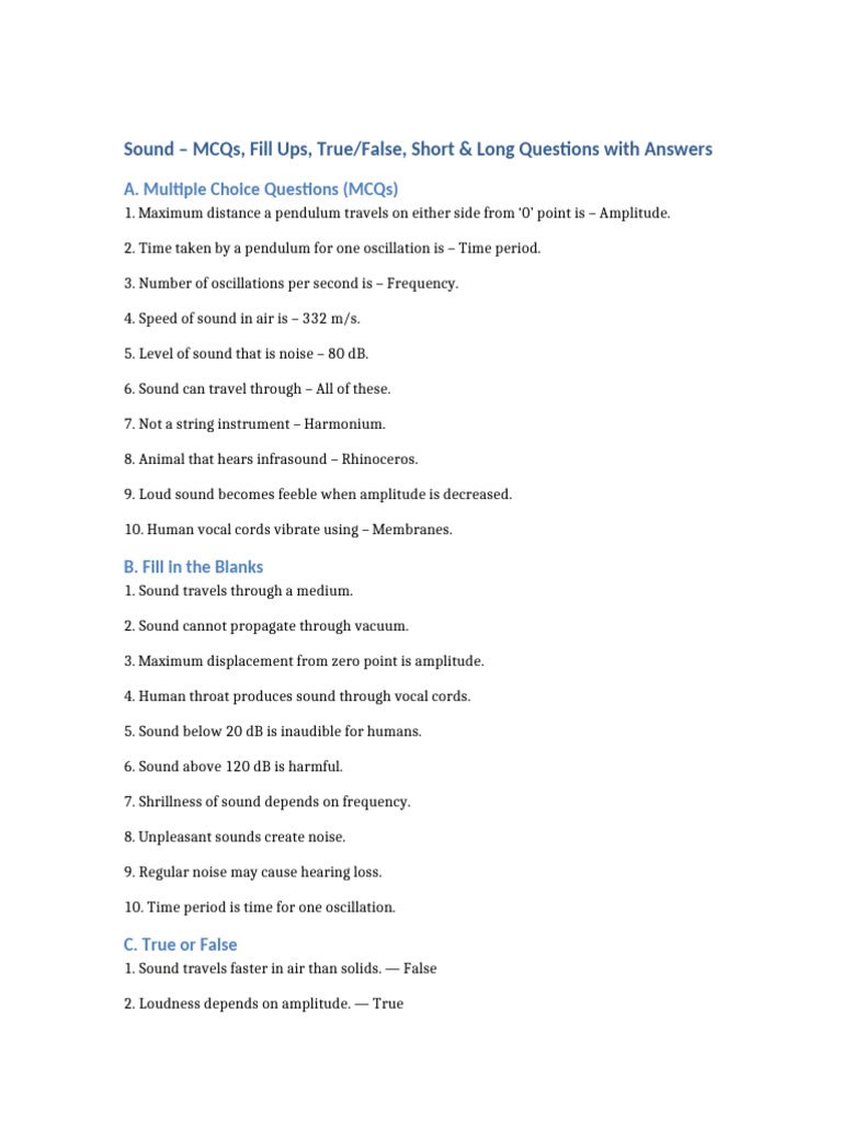 Sound_Questions_Answers | PDF | Sound | Noise